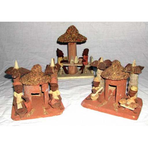 Carved Village Scene