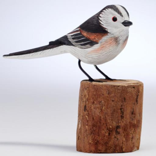 Carved Wooden Long-Tailed Tit