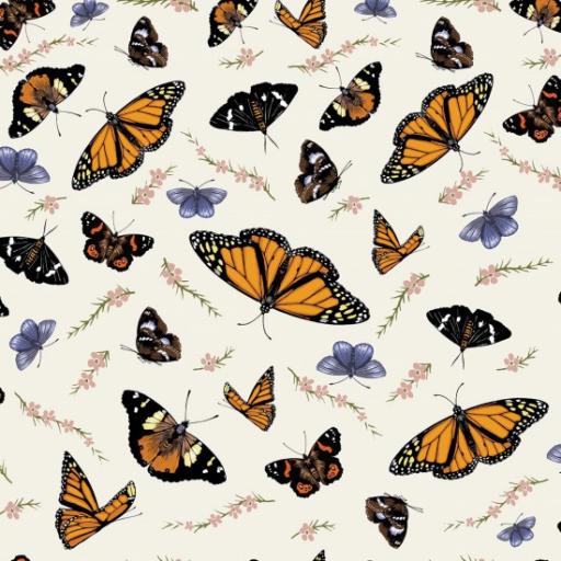 Cream Butterflies Textile