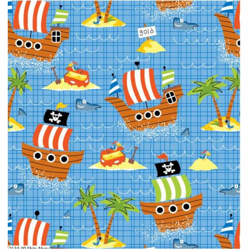 Ships Ahoy Pirates Ship Textile