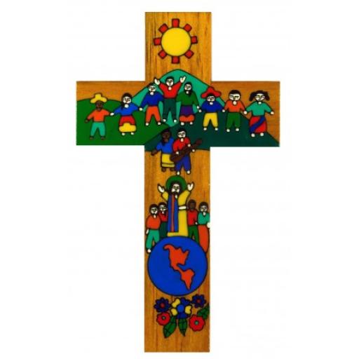 Children of the World 25cm Hand Painted Cross