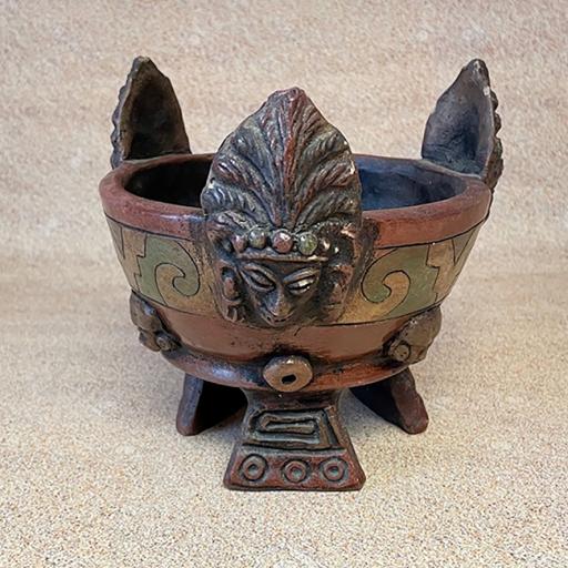 Maya Tri-Foot Bowl with Headdress Applique